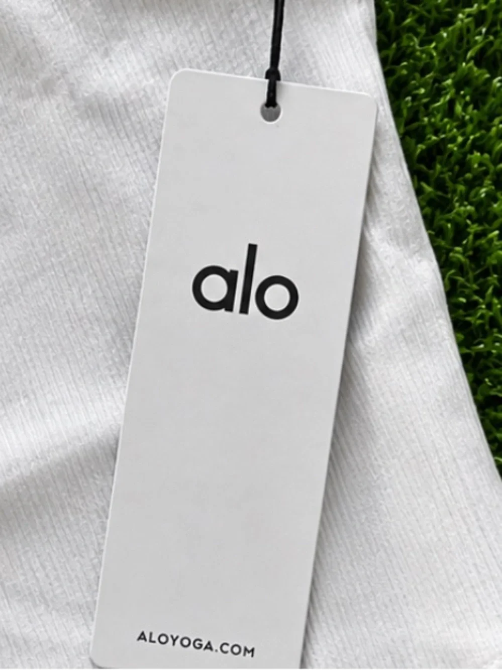 ALO Yoga White Ribbed Racerback Crop Top